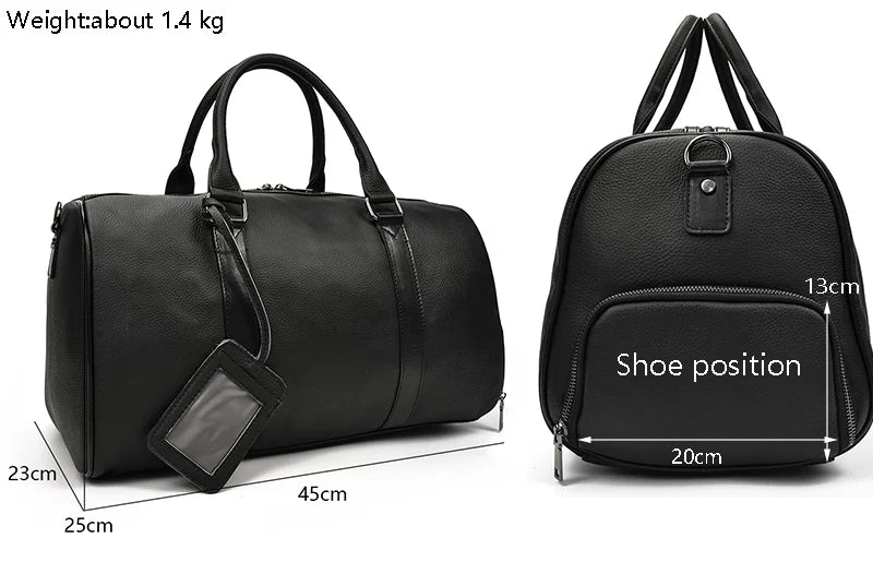 Natural Cowskin Travel Bags Waterproof Men's Leather Overnight Bag Handbag For Plane Luggage Men Male Weekend Bag Business 55cm