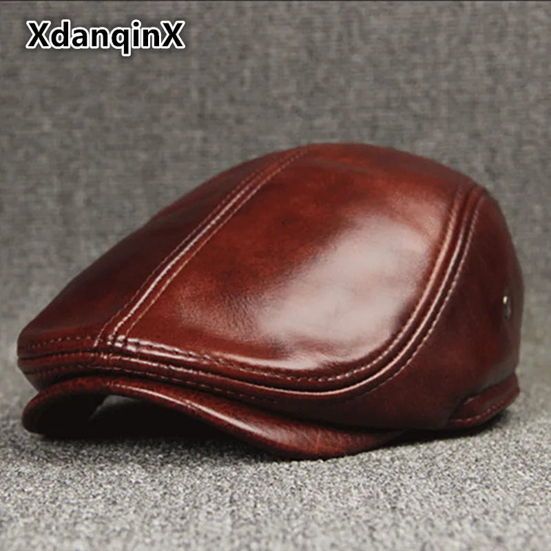 Men's Winter Velvet Leather Beret – Warm & Stylish