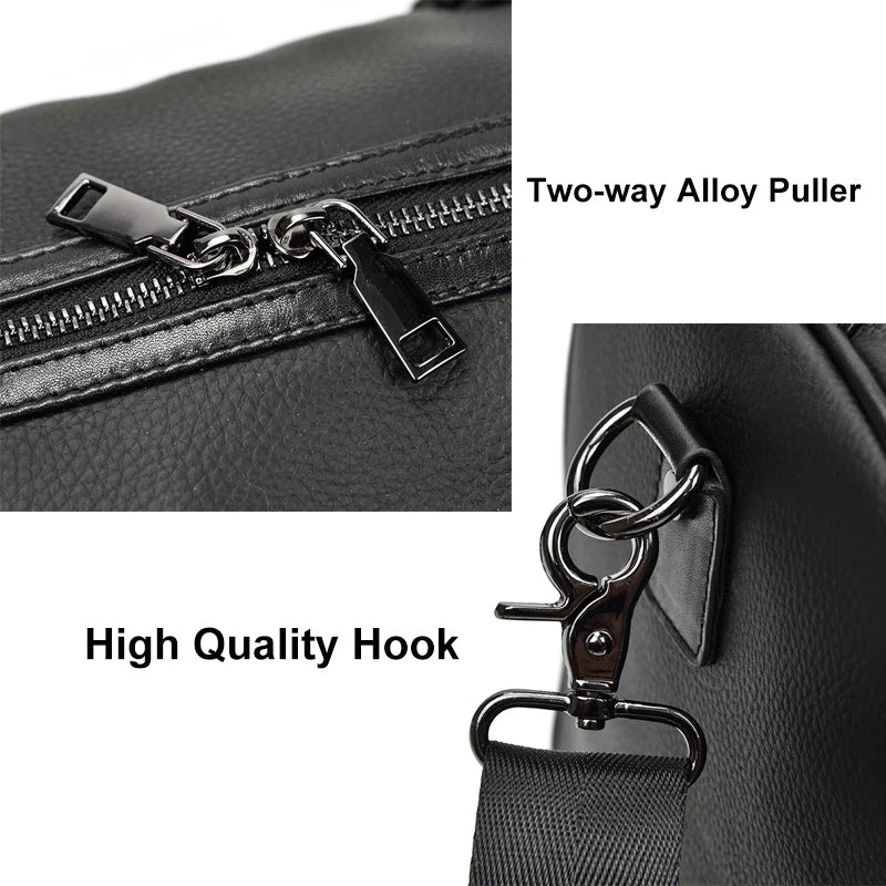 Natural Cowskin Travel Bags Waterproof Men's Leather Overnight Bag Handbag For Plane Luggage Men Male Weekend Bag Business 55cm