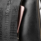 Zency Women's Crocodile Leather Backpack 100% Genuine Natural Travel Work School Bag with Notebook Compartment Laptop Carry-on