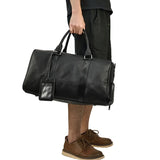 Natural Cowskin Travel Bags Waterproof Men's Leather Overnight Bag Handbag For Plane Luggage Men Male Weekend Bag Business 55cm