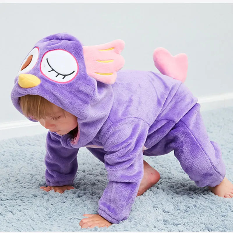 Adorable Animal Cartoon Baby Winter Rompers