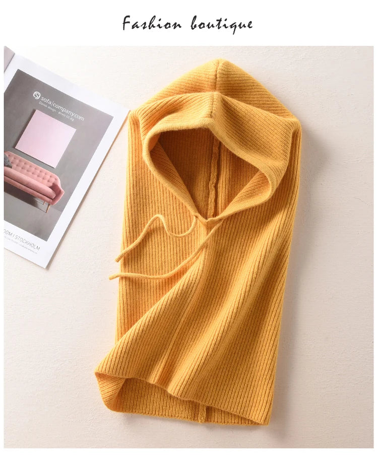 Women's Wool Blend Beanie & Hooded Scarf Set