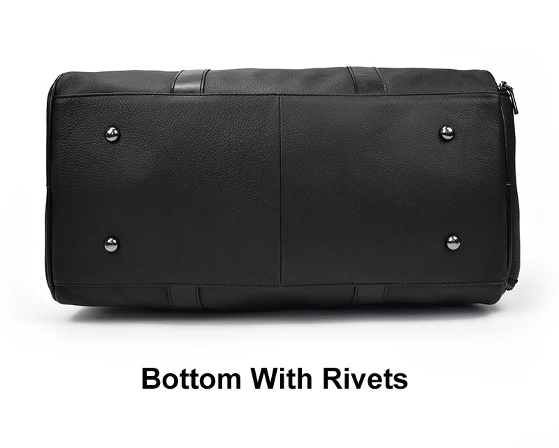 Natural Cowskin Travel Bags Waterproof Men's Leather Overnight Bag Handbag For Plane Luggage Men Male Weekend Bag Business 55cm