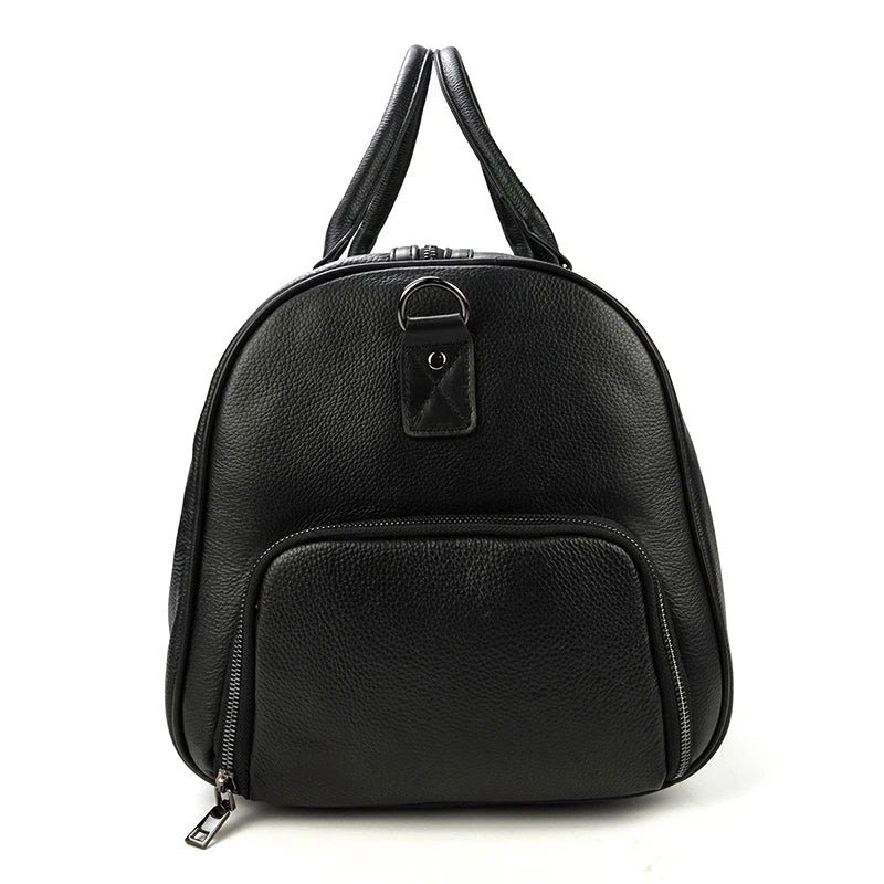 Natural Cowskin Travel Bags Waterproof Men's Leather Overnight Bag Handbag For Plane Luggage Men Male Weekend Bag Business 55cm