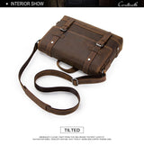 CONTACT'S crazy horse genuine leather men's bag vintage man shoulder bags for laptop messenger bags male bolsa crossbody handbag