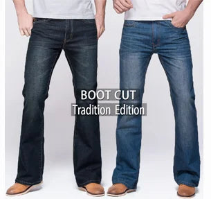 Men's Stretch Bootcut Jeans | Slim Flare Denim Trousers