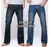 Men's Stretch Bootcut Jeans | Slim Flare Denim Trousers