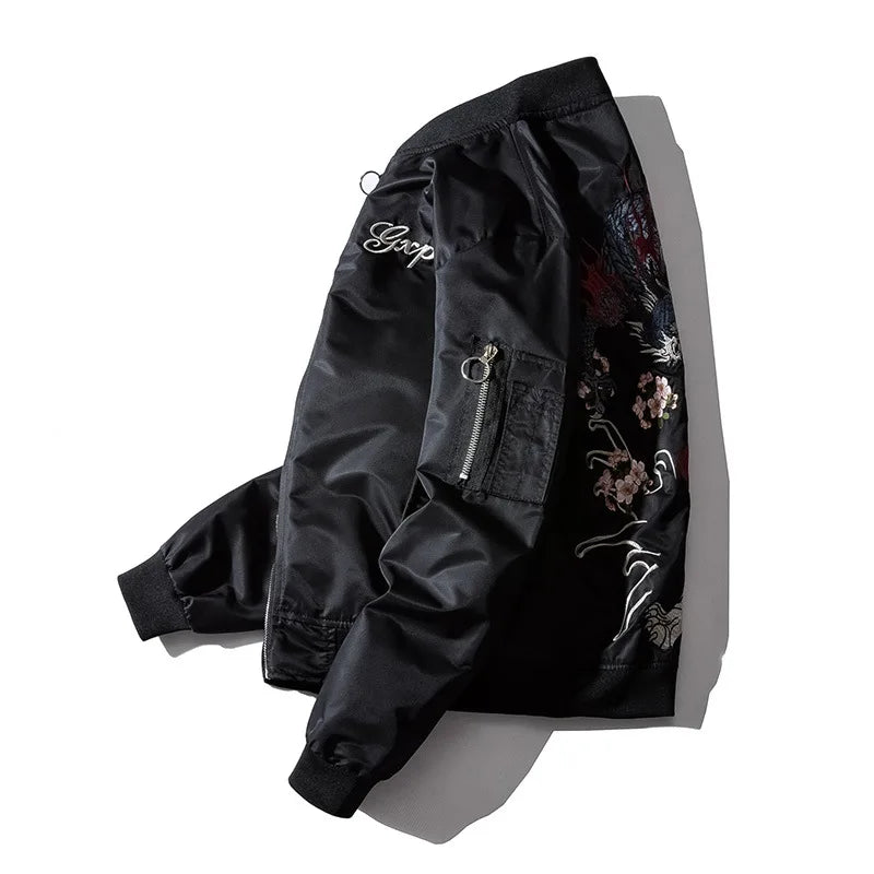 Gemini said Embroidered Dragon & Tiger Bomber Jacket