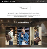 CONTACT'S crazy horse genuine leather men's bag vintage man shoulder bags for laptop messenger bags male bolsa crossbody handbag