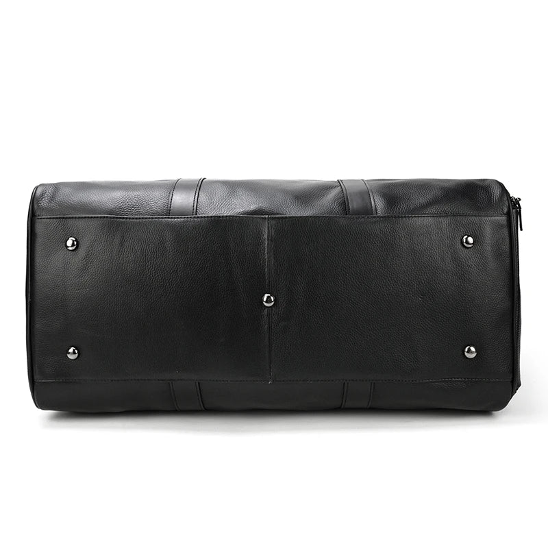 Natural Cowskin Travel Bags Waterproof Men's Leather Overnight Bag Handbag For Plane Luggage Men Male Weekend Bag Business 55cm