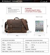 CONTACT'S crazy horse genuine leather men's bag vintage man shoulder bags for laptop messenger bags male bolsa crossbody handbag