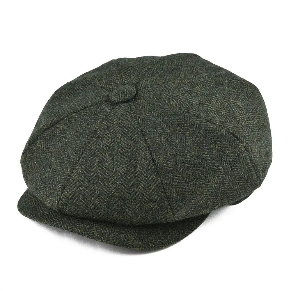 BOTVELA Tweed Wool 8-Panel Herringbone Newsboy Cap