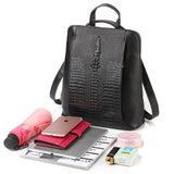Zency Women's Crocodile Leather Backpack 100% Genuine Natural Travel Work School Bag with Notebook Compartment Laptop Carry-on