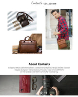 CONTACT'S crazy horse genuine leather men's bag vintage man shoulder bags for laptop messenger bags male bolsa crossbody handbag