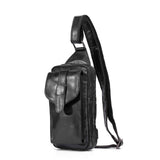 Hot Sell Men Genuine Bull Leather Vintage Coffee Triangle Chest Sling Bag Design Travel Daypack One Shoulder Crossbody Bag XB571