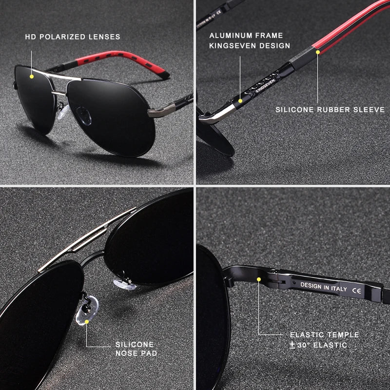 KINGSEVEN Vintage Polarized Pilot Sunglasses for Men