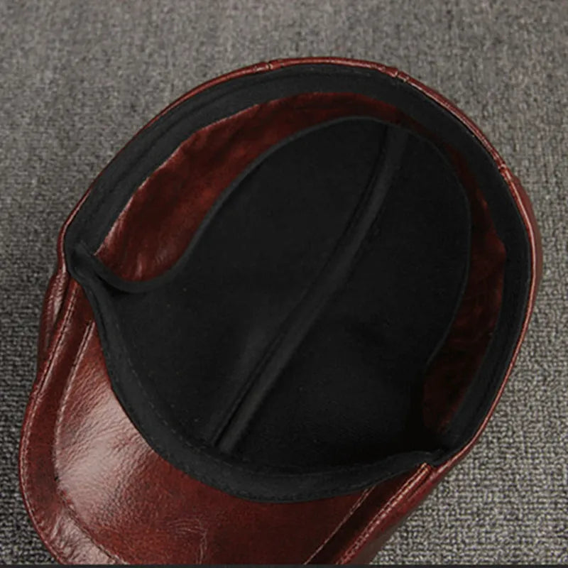 Men's Winter Velvet Leather Beret – Warm & Stylish