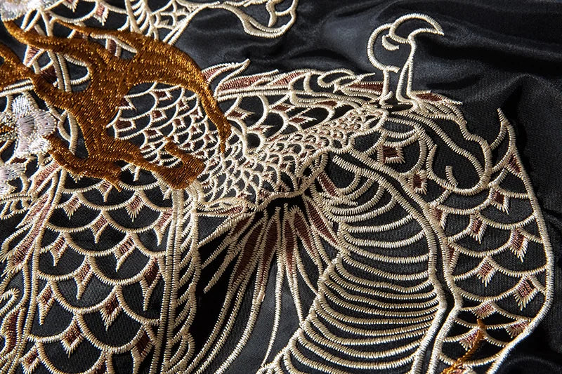Dragon Embroidery Retro Bomber Jacket
