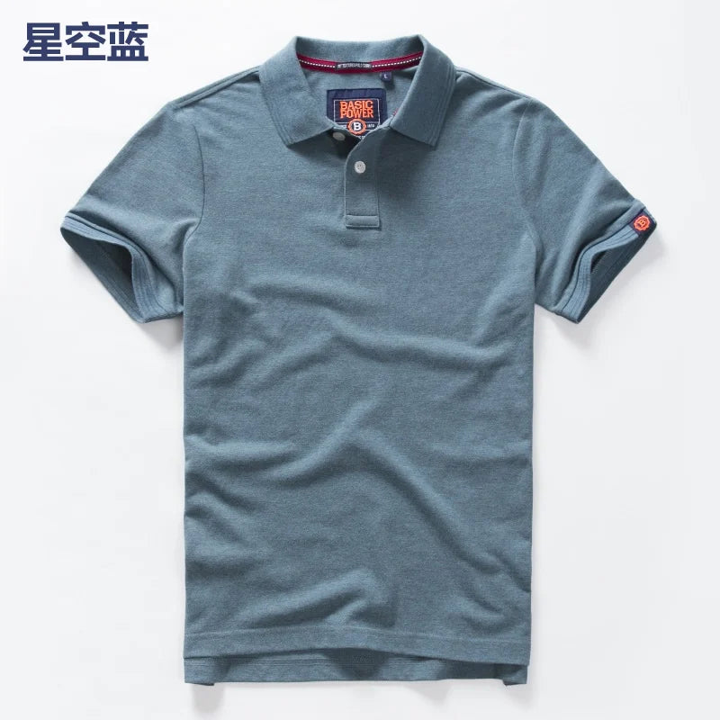 Men's Premium Cotton Polo Shirt | Short Sleeve Emblem Tee
