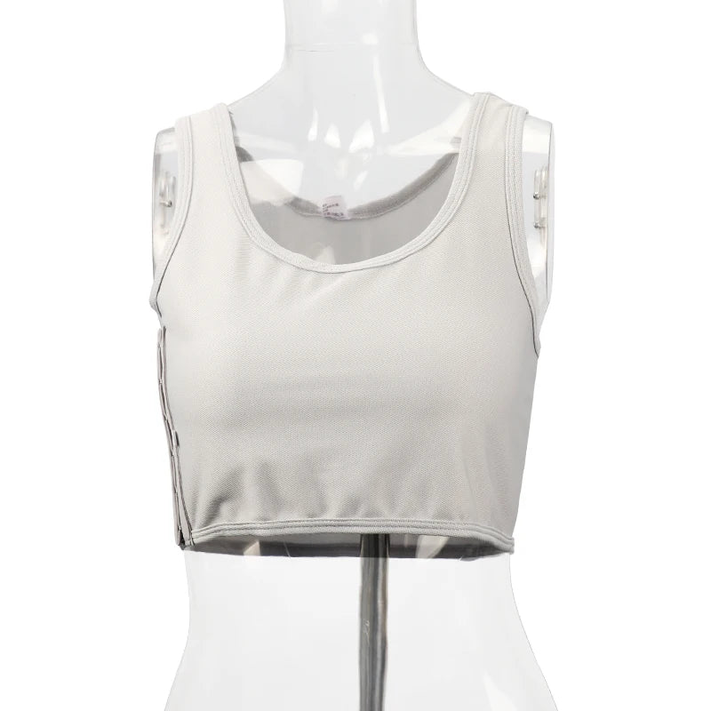 USA-Made Breathable Side-Buckle Mesh Chest Binder – Lightweight Summer Tank Top