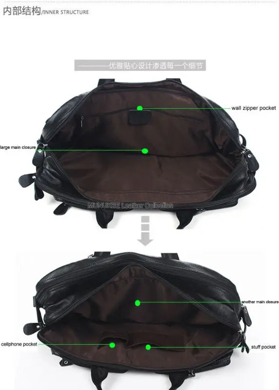 Fashion Multi-Function Full Grain Genuine Leather Travel Bag Men's Leather Luggage Travel Bag Duffle Bag Large Tote Weekend Bag