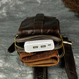 Hot Sell Men Genuine Bull Leather Vintage Coffee Triangle Chest Sling Bag Design Travel Daypack One Shoulder Crossbody Bag XB571