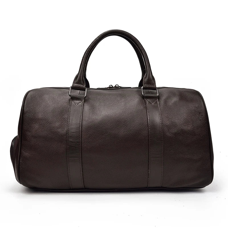 Natural Cowskin Travel Bags Waterproof Men's Leather Overnight Bag Handbag For Plane Luggage Men Male Weekend Bag Business 55cm