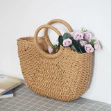 Women's Handmade Straw Tote Bag – Bohemian Beach Weave