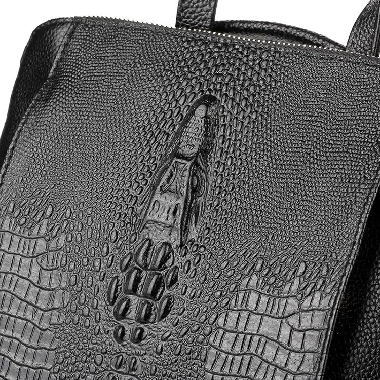 Zency Women's Crocodile Leather Backpack 100% Genuine Natural Travel Work School Bag with Notebook Compartment Laptop Carry-on