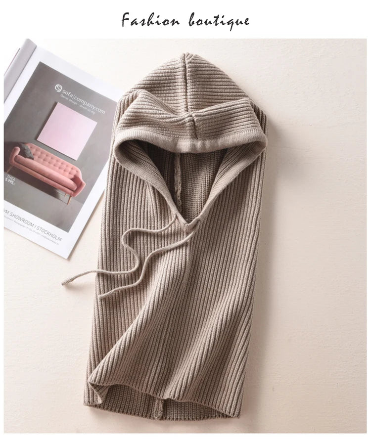 Women's Wool Blend Beanie & Hooded Scarf Set