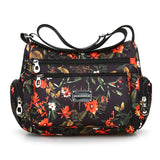 Fashion Floral Pattern Women Messenger Bag High Quality Durable Nylon Shoulder Bag Flower Pattern Multi-pockets Women Handbag