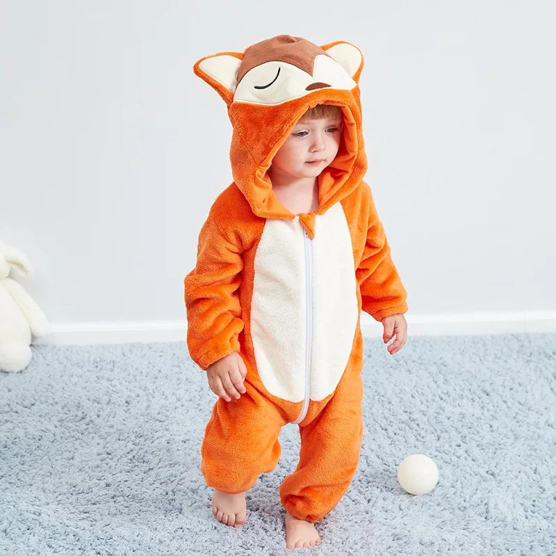 Adorable Animal Cartoon Baby Winter Rompers