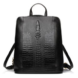 Zency Women's Crocodile Leather Backpack 100% Genuine Natural Travel Work School Bag with Notebook Compartment Laptop Carry-on