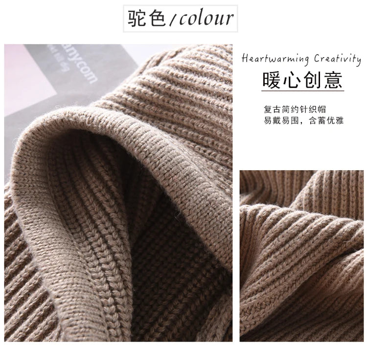 Women's Wool Blend Beanie & Hooded Scarf Set
