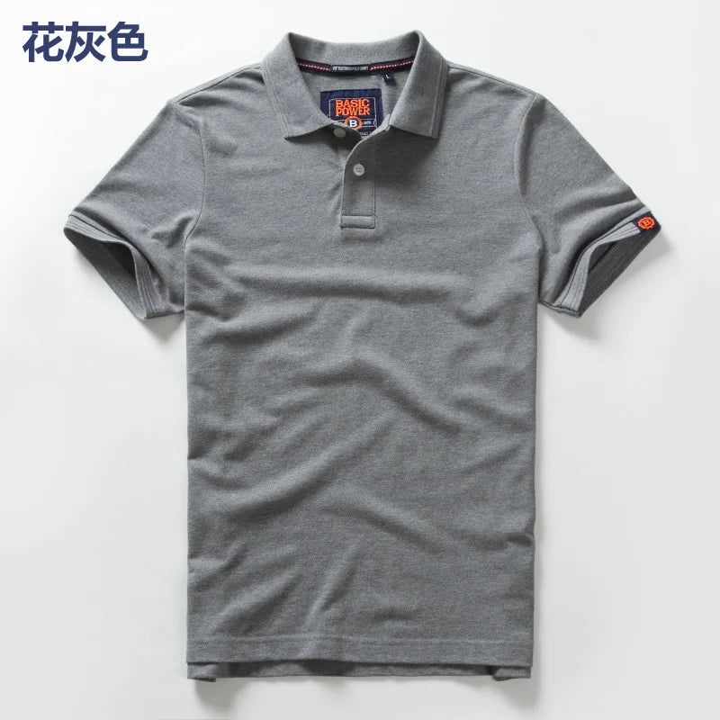 Men's Premium Cotton Polo Shirt | Short Sleeve Emblem Tee