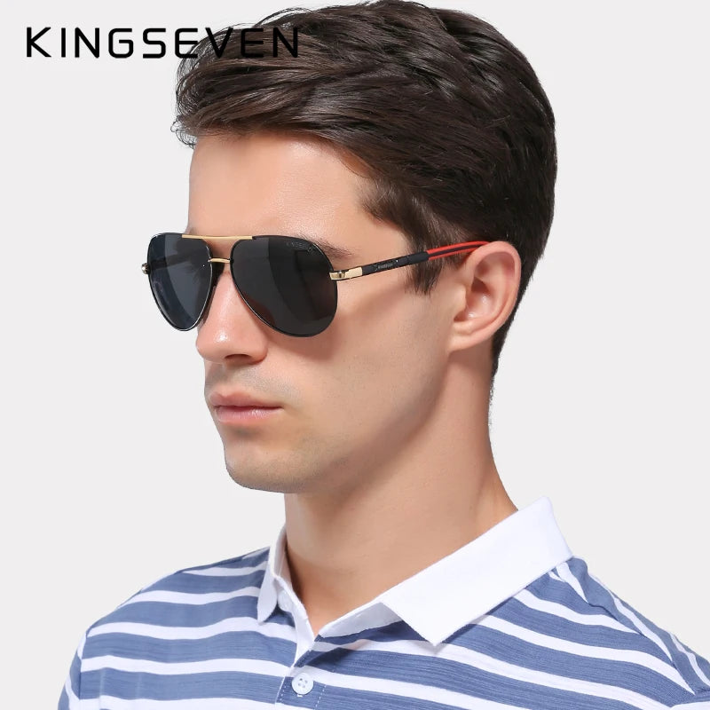 KINGSEVEN Vintage Polarized Pilot Sunglasses for Men