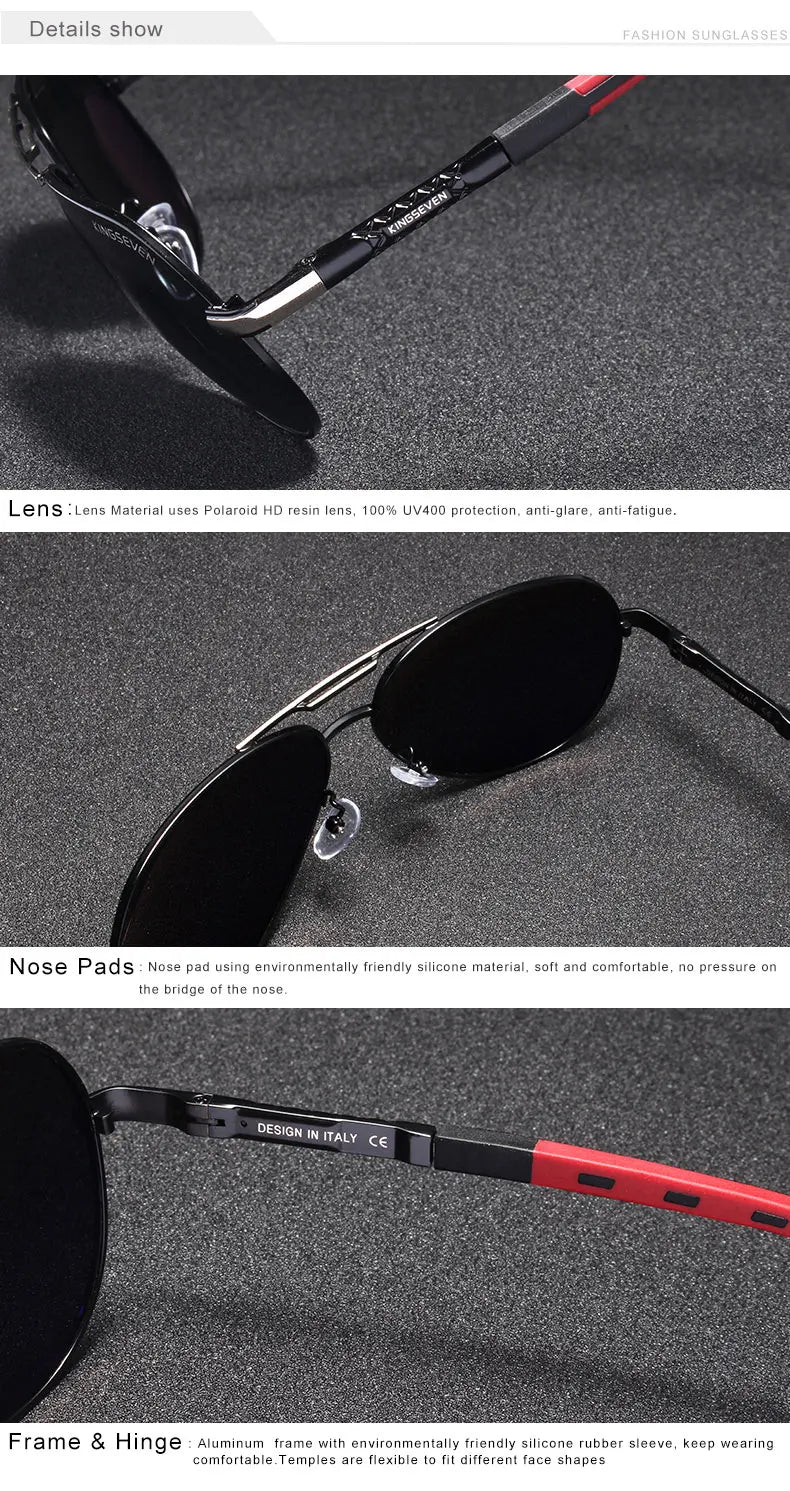 KINGSEVEN Vintage Polarized Pilot Sunglasses for Men