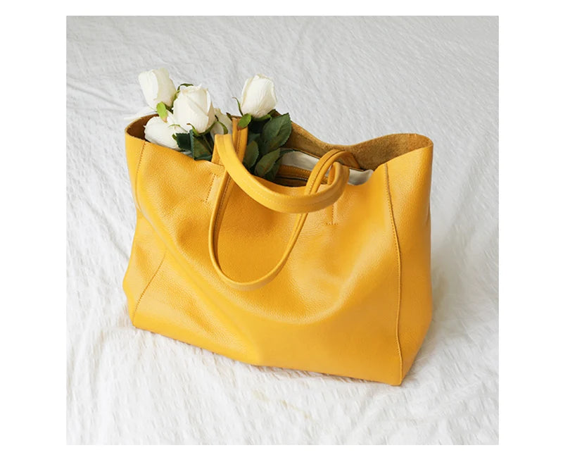 Bag Women 2022 New Summer Genuine Leather Tote Female Casual Fashion Simple Underarm Shoulder Bag Large Capacity Shopper Handbag