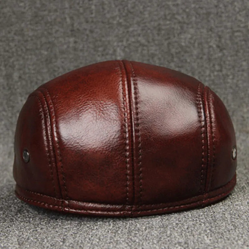 Men's Winter Velvet Leather Beret – Warm & Stylish
