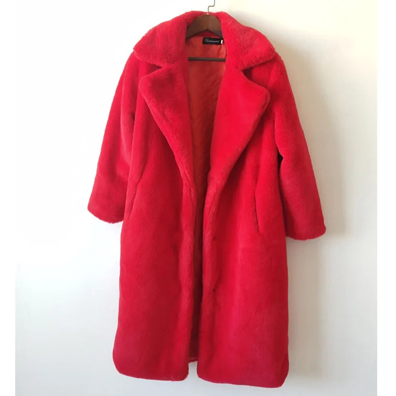 Luxury Faux Rabbit Fur Winter Overcoat