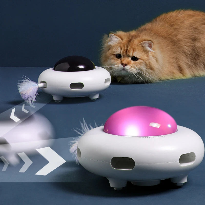 Smart UFO Interactive Cat Toy with Feather & Auto-Clean