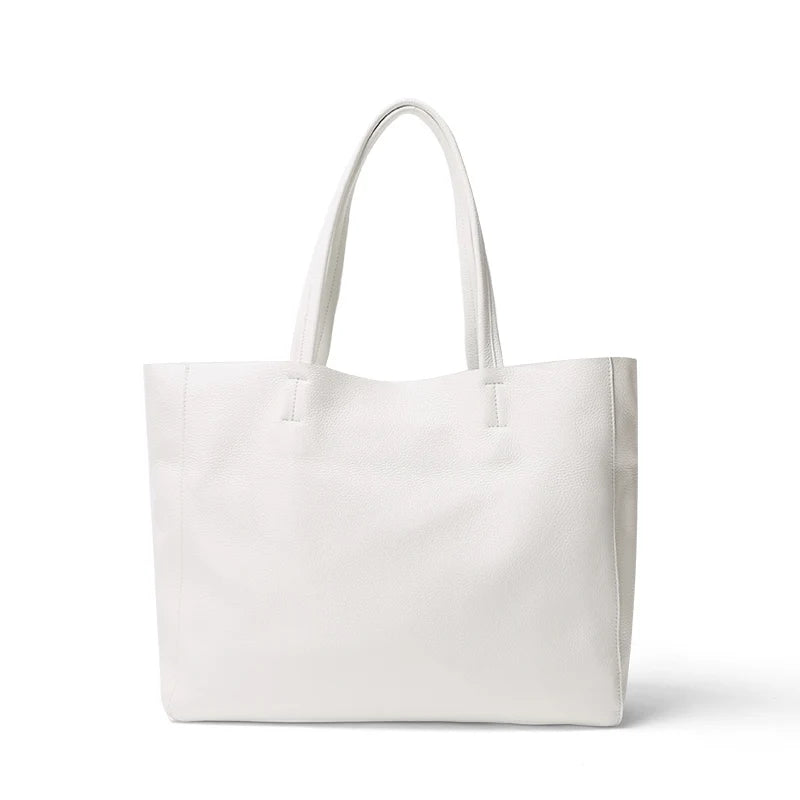 Women Luxury Bag Casual Tote Female Fashion Summer Beach Handbag Lady Popular Soft Cowhide Genuine Leather Shoulder Shopping Bag