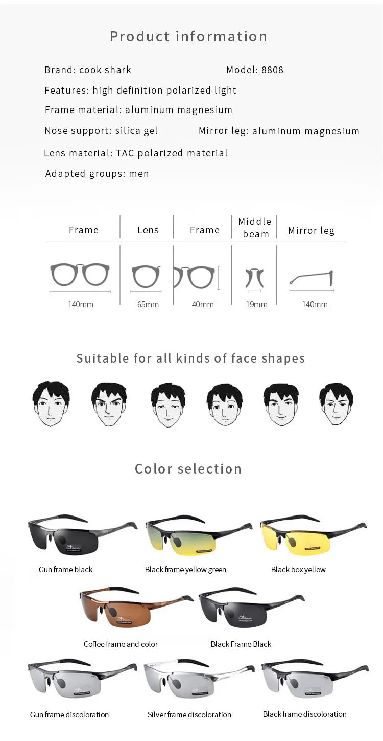 Cook Shark Polarized Aluminium Sunglasses for Men