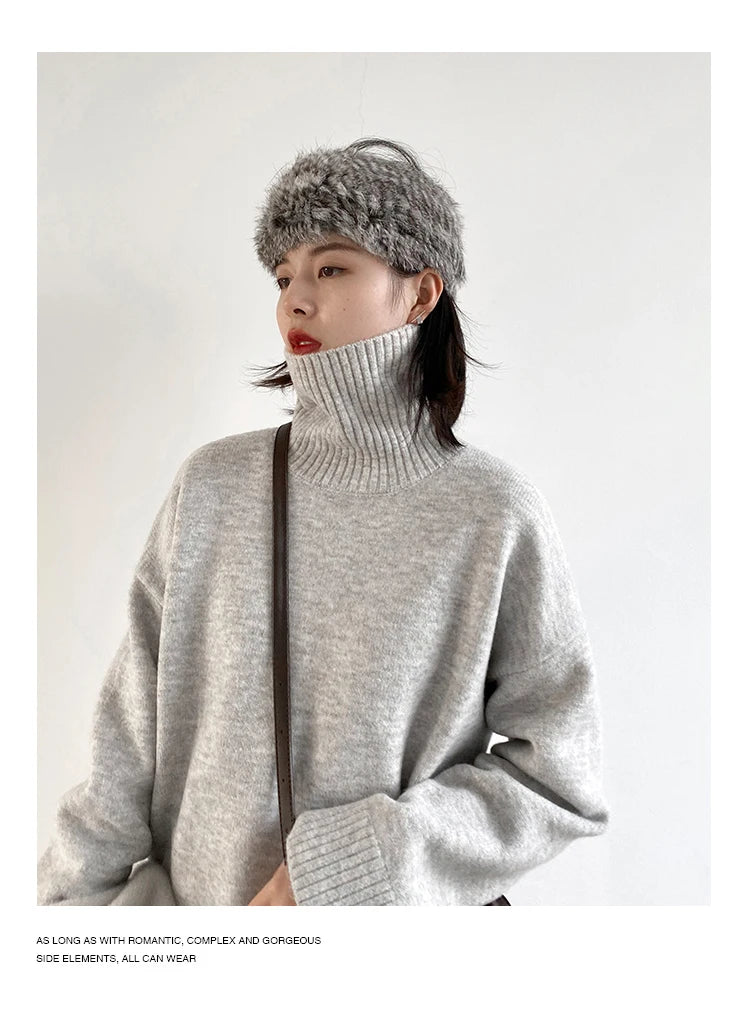 Women's Relaxed Mock Neck Knit Sweater
