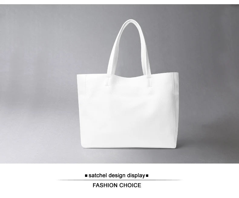2023 New Women Deluxe Cowhide Genuine Leather Totes Handbag Lady Simple Soft Satchels Bag High Capacity Waterproof Shopping Bags