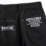 2026 Korean Fashion Red Plaid Patchwork Punk Rivet Men Slim Jeans Trousers Skull Letters Print Hip Hop Chain Denim Pants Spodnie