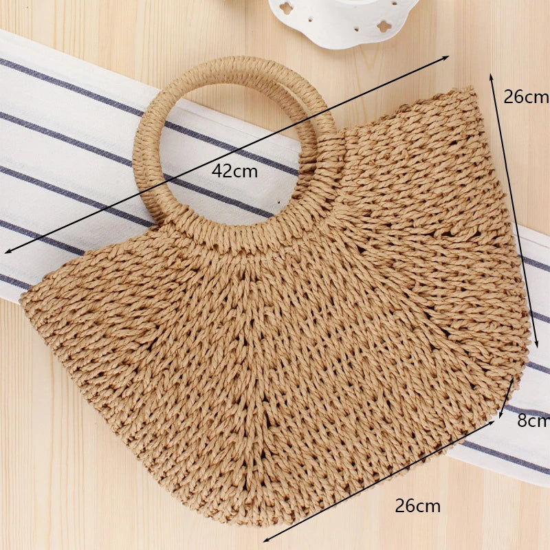 Women's Handmade Straw Tote Bag – Bohemian Beach Weave