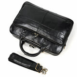Men Briefcase Genuine Leather Laptop Bag 14 15.6" PC Doctor Lawyer Computer Bag Cowhide Male Briefcase Leather Men Business Bag