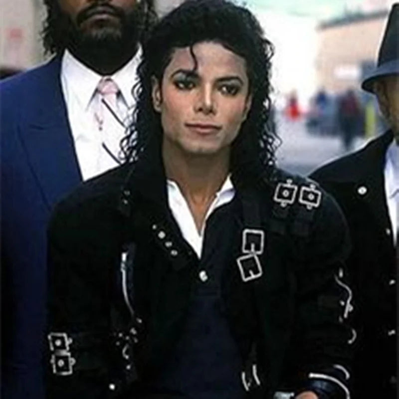 Role-player Michael Jackson BAD Punk Jacket Black Stretch Cotton Outwear Impersonator